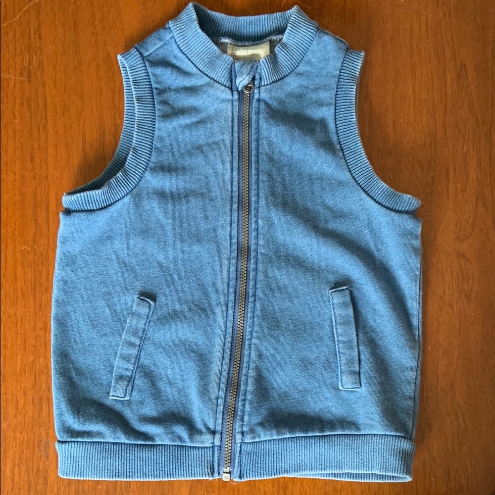 🍊5/$25 NWOT First Impressions Blue Sleeveless Zip-Up Vest size 24m